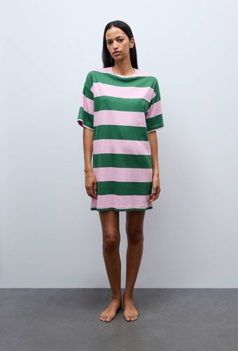Chemise de nuit rayée à manches courtes en coton BIO GOTS - MONOPRIX - Modalova