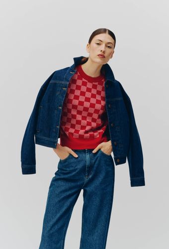 Pull manches courtes motif vichy - MONOPRIX - Modalova