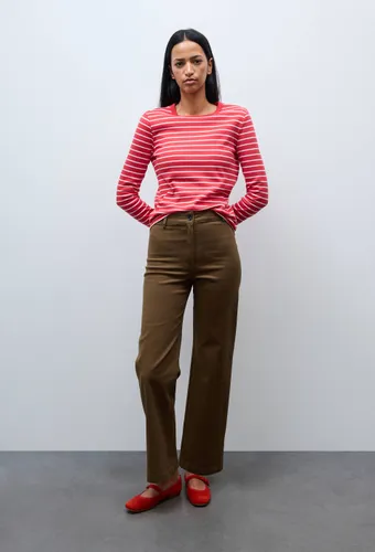 Pantalon large taille haute contenant du coton - MONOPRIX - Modalova