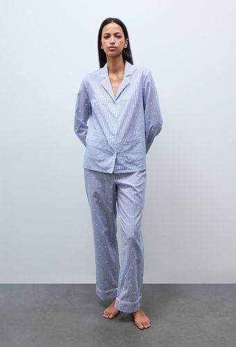 Pyjama long à rayures et pois brodés en coton BIO GOTS - MONOPRIX - Modalova