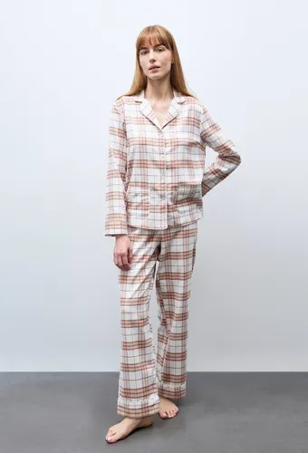 Pyjama long à carreaux en flanelle de coton BIO - MONOPRIX - Modalova