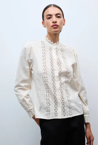 Chemise manches longues avec détail dentelle - MONOPRIX - Modalova