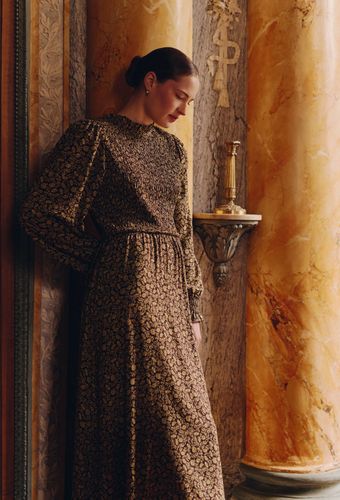 Robe imprimée smockée manches longues - MONOPRIX - Modalova