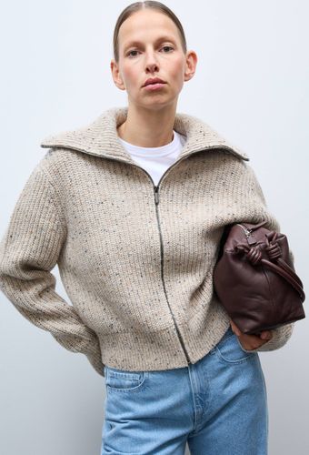 Cardigan zippé en maille côtelée contenant de la laine merinos - MONOPRIX - Modalova