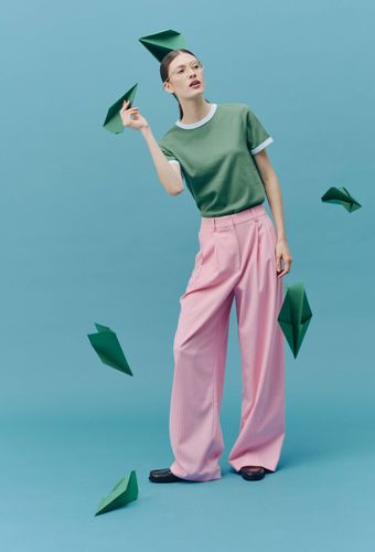 Pantalon tailleur rayé coupe large - MONOPRIX - Modalova