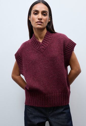 Pull sans manche col V contenant de la laine merinos - MONOPRIX - Modalova