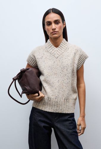 Pull sans manche col V contenant de la laine merinos - MONOPRIX - Modalova