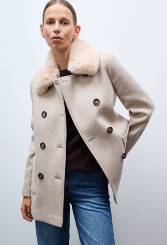 Manteau double boutonnage col amovible contenant de la laine - MONOPRIX PREMIUM - Modalova