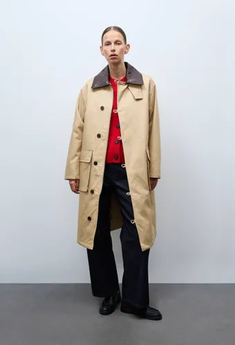 Parka matelassée contenant du coton avec col en cuir - MONOPRIX - Modalova