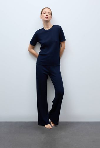 Pantalon uni en laine et soie - MONOPRIX - Modalova