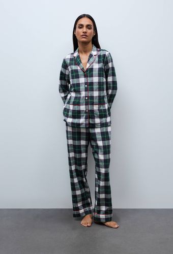 Pyjama col tailleur à carreaux en flanelle 100% coton BIO GOTS - MONOPRIX - Modalova