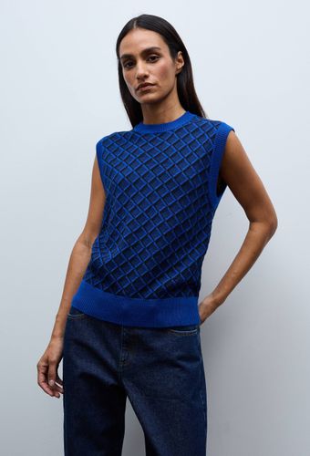 Pull sans manche à motifs, contenant de la Laine Mérinos - MONOPRIX - Modalova