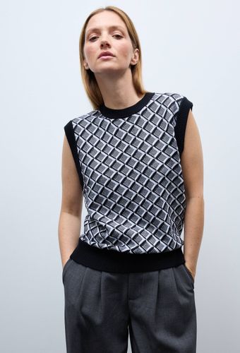 Pull sans manche à motifs, contenant de la Laine Mérinos - MONOPRIX - Modalova