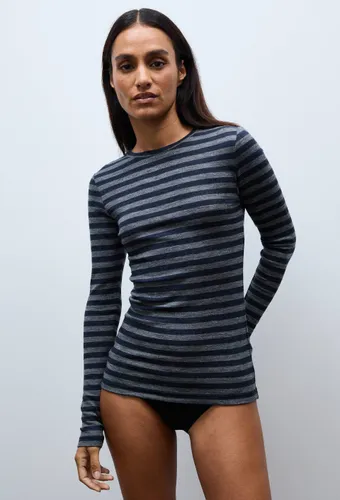 T-shirt manches longues en laine mérinos rayé - MONOPRIX PREMIUM - Modalova