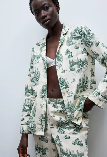 Chemis de pyjama en flanelle à imprimé jouy en coton bio GOTS - MONOPRIX - Modalova