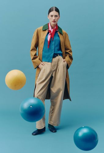 Trench long avec col en velours coloré - MONOPRIX - Modalova