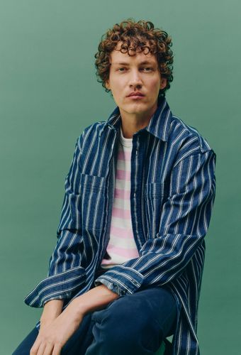 Chemise manches longues rayée en jean en coton BIO GOTS - MONOPRIX - Modalova