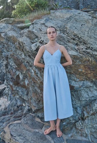 Robe longue à bretelles en coton - MONOPRIX - Modalova
