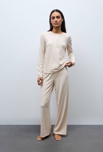 Pantalon de pyjama côtelé en coton et modal - MONOPRIX - Modalova