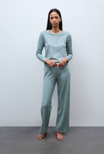 Pantalon de pyjama côtelé en coton et modal - MONOPRIX - Modalova
