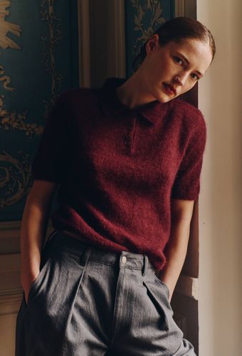 Pull polo à manches courtes contenant de l'alpaga - MONOPRIX - Modalova