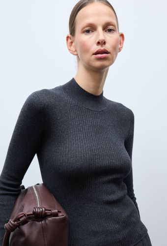 Pull manches longues à côtes uni en coton et cachemire mélangés - MONOPRIX - Modalova