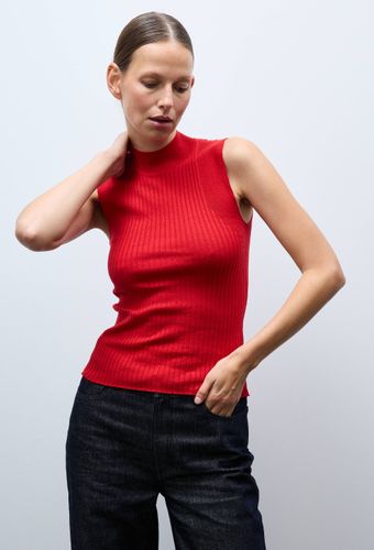 Pull sans manches à côtes uni en coton et cachemire mélangés - MONOPRIX - Modalova