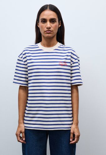 T-shirt manches courtes à rayures avec broderie en coton BIO GOTS - MONOPRIX - Modalova