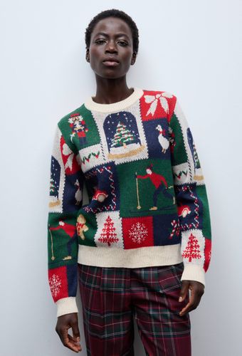 Pull manches longues en jacquard en laine - MONOPRIX - Modalova