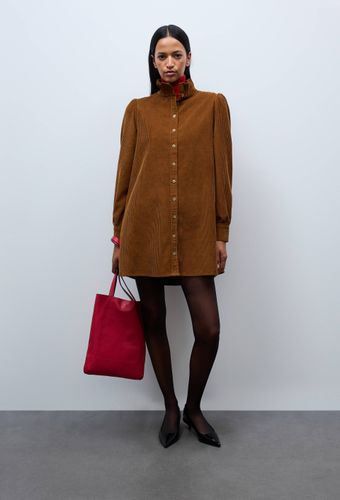 Robe courte unie manches longues en velours - MONOPRIX - Modalova