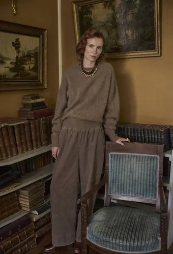 Pantalon large en velours taille élastiquée - MONOPRIX - Modalova