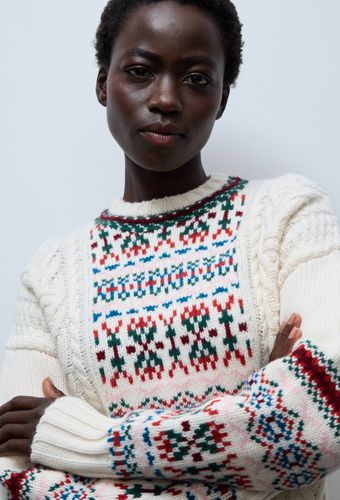 Pull manches longues en jacquard en laine - MONOPRIX - Modalova