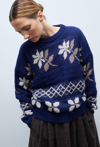 Pull jacquard à fleurs contenant de la laine - MONOPRIX - Modalova