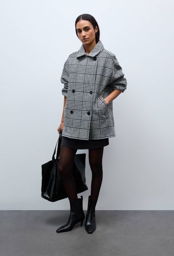 Manteau court à carreaux double boutonnage contenant de la laine - MONOPRIX PREMIUM - Modalova