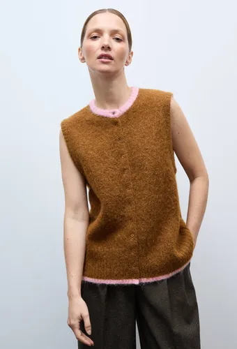 Cardigan sans manches contrasté contenant de l'alpaga - MONOPRIX - Modalova