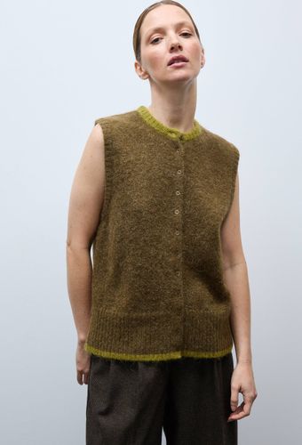 Cardigan sans manches contrasté contenant de l'alpaga - MONOPRIX - Modalova