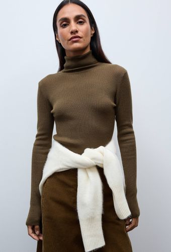 Pull col roulé à côtes uni en laine - MONOPRIX - Modalova