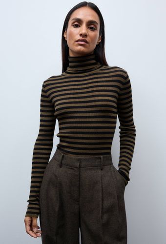Pull col roulé à côtes rayé en laine - MONOPRIX - Modalova