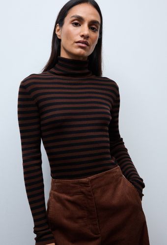 Pull col roulé à côtes rayé en laine - MONOPRIX - Modalova