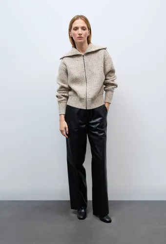 Pantalon large taille haute en cuir - MONOPRIX PREMIUM - Modalova
