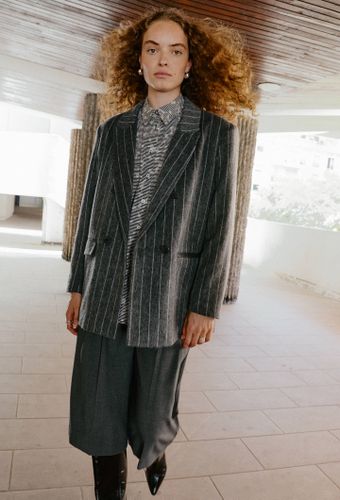 Veste blazer rayée contenant de la laine - MONOPRIX - Modalova