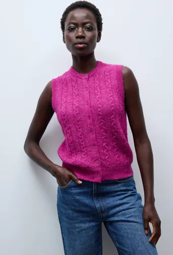 Cardigan sans manches torsadé avec fibres métalliques - MONOPRIX - Modalova