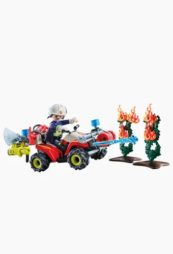 Pompier avec quad et arbustes enflammés - PLAYMOBIL - Modalova
