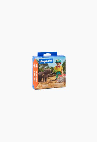 Duo Pack Soigneur et rhinocéros - PLAYMOBIL - Modalova