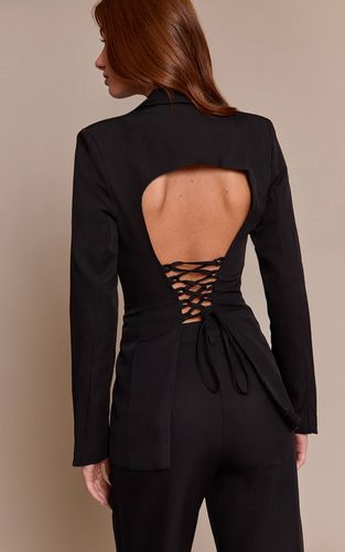 Black Blazer Ajusté Avec Laçage Au Dos - Ensemble Coordonné | Taille 42 - PrettyLittleThing - Modalova