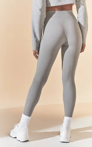 Grey Marl Legging Côtelé Basique À Contours Structurés | Taille XS - PrettyLittleThing - Modalova