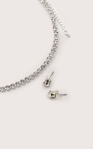 Silver Ensemble Délicat De Clous D'oreilles Et Collier - PrettyLittleThing - Modalova