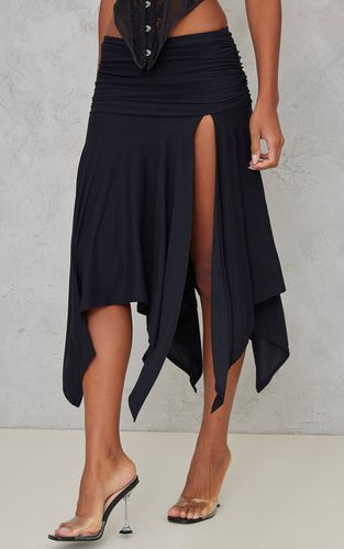 Black Jupe Midi Asymétrique Froncée Toucher Doux | Taille 42 - PrettyLittleThing - Modalova