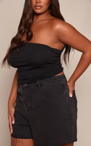Black Short En Jean Fluide Grande Taille | Taille 44 - PrettyLittleThing - Modalova