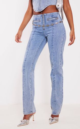 Jean Droit Taille Moyenne Avec Détails Zippés Coupe Tall | Taille 34 - PrettyLittleThing - Modalova